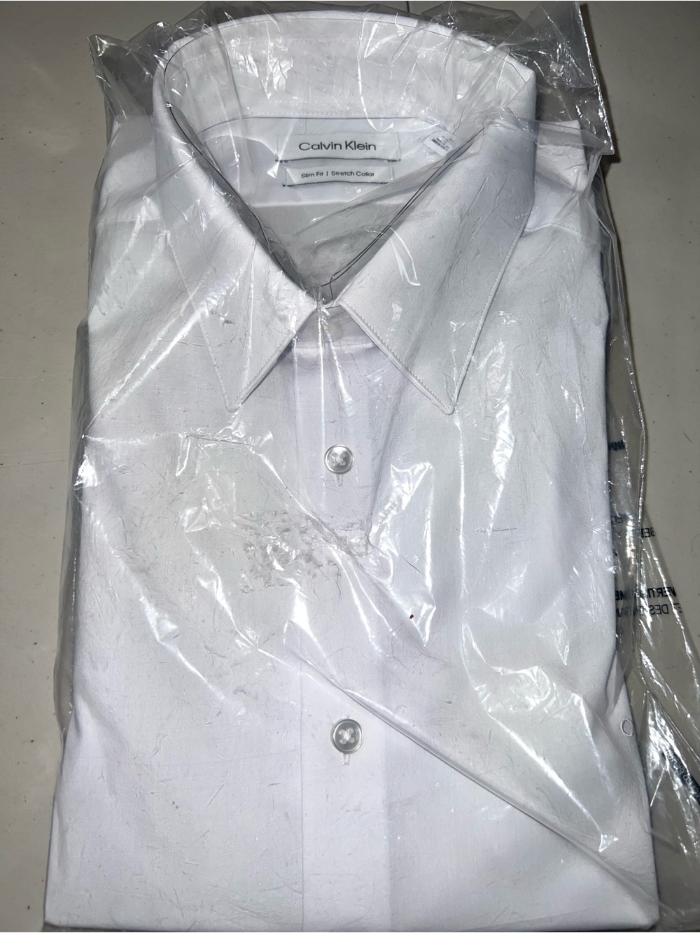 NWT Calvin Klein White Slim Fit Stretch Collar Dress Shirt sz 16 34-35